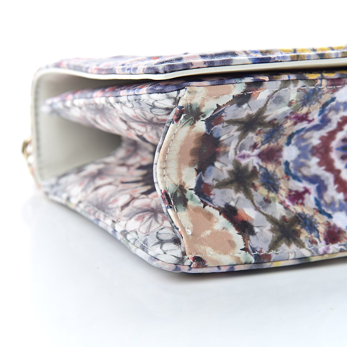 Calfskin Printed Small KaleiDiorscopic Diorama Flap Bag Latte Multicolor