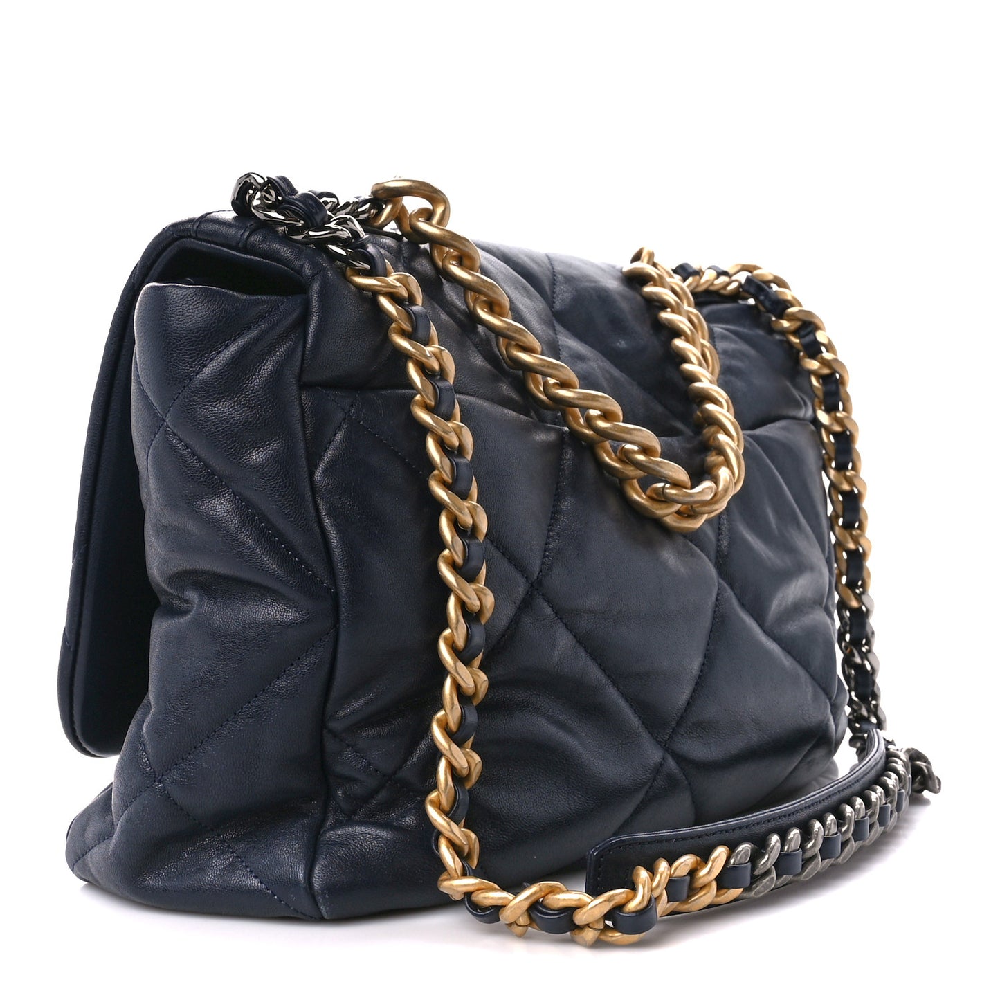Lambskin Quilted Maxi Chanel 19 Flap Navy