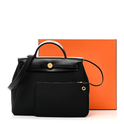 Hermes Military Toile Vache Hunter Herbag Zip Retourne 31 PM Black 12 of 12