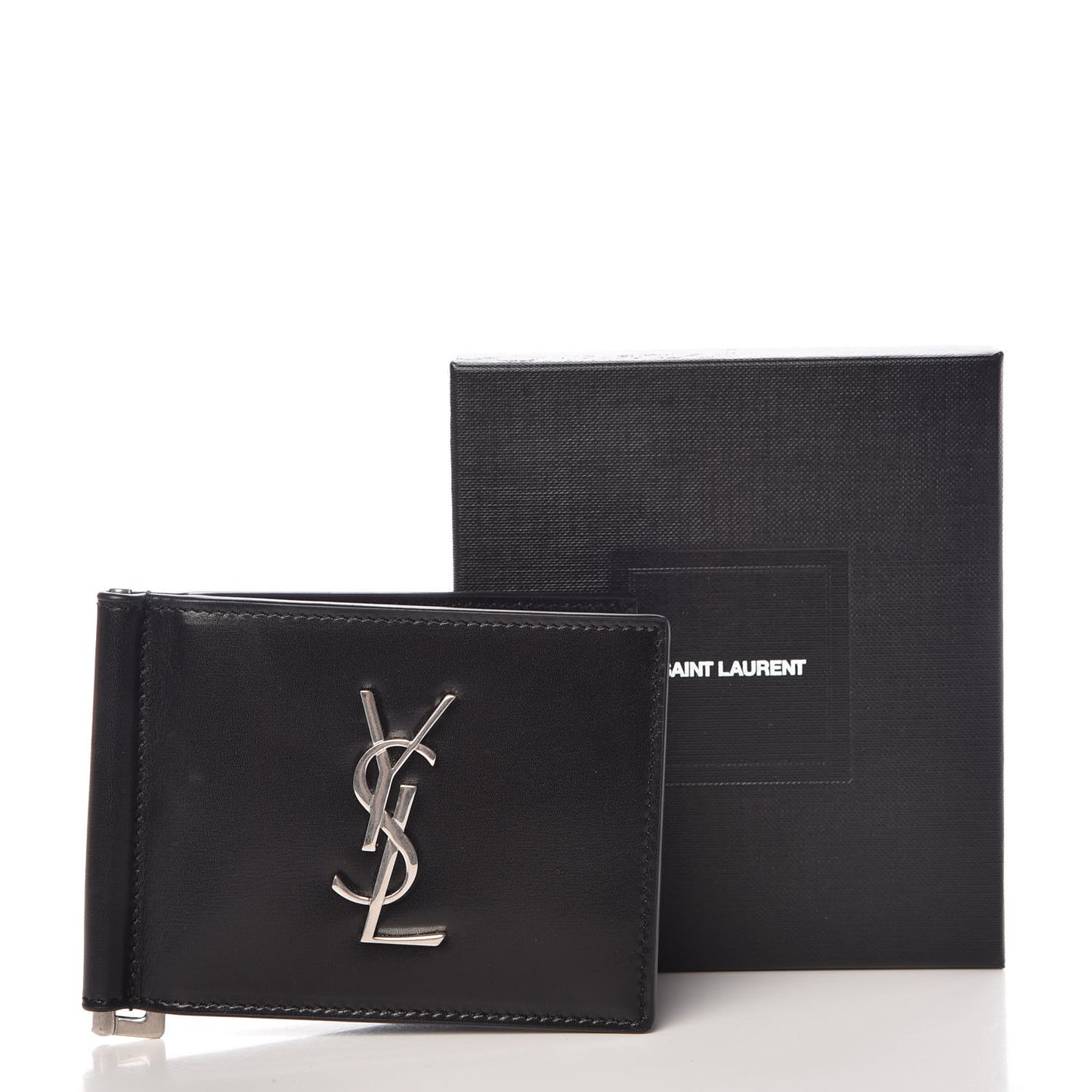 Calfskin Bill Clip Card Case Black