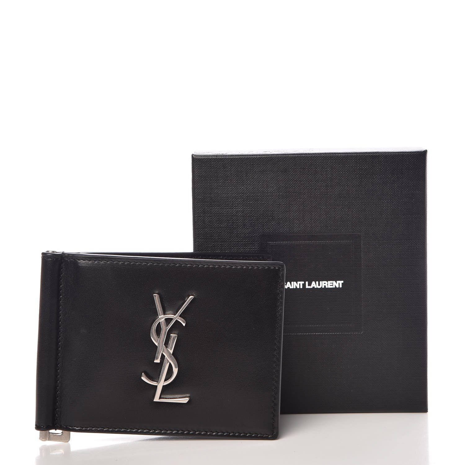 Saint Laurent Calfskin Bill Clip Card Case Black 8 of 8