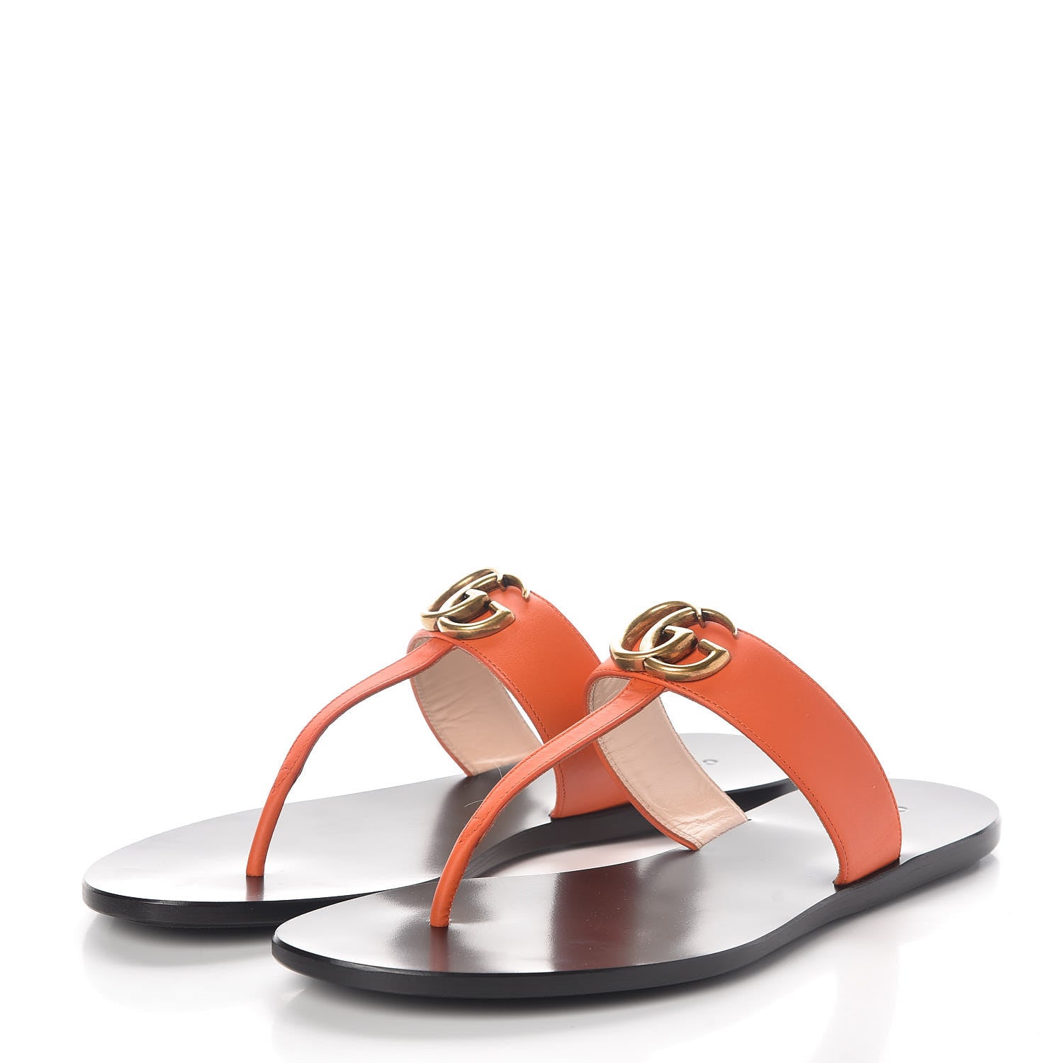 Gucci Calfskin GG Marmont Thong Sandals 40 Deep Orange 3 of 8