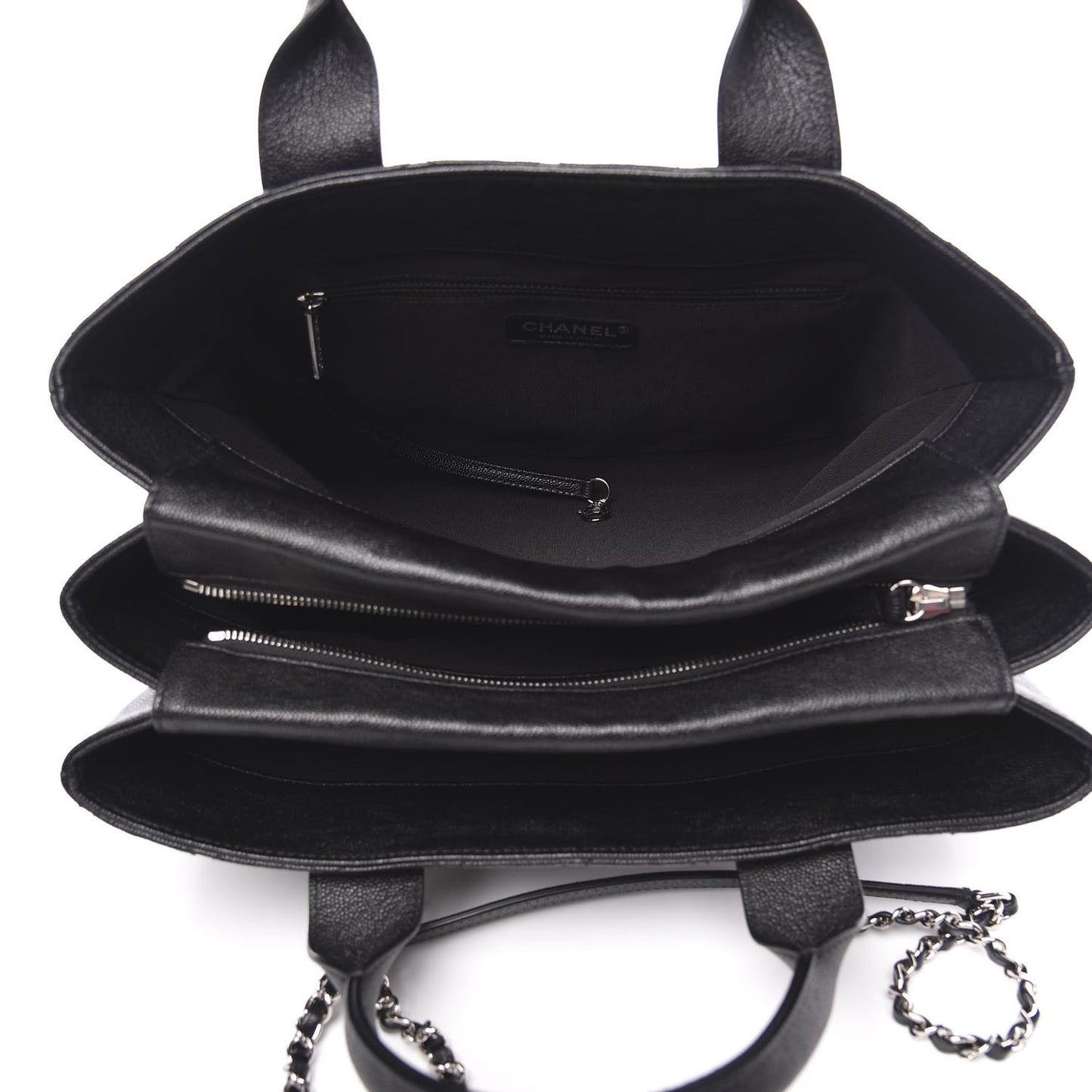 Caviar Quilted Large Urban Companion Top Handle Shopping Tote Black