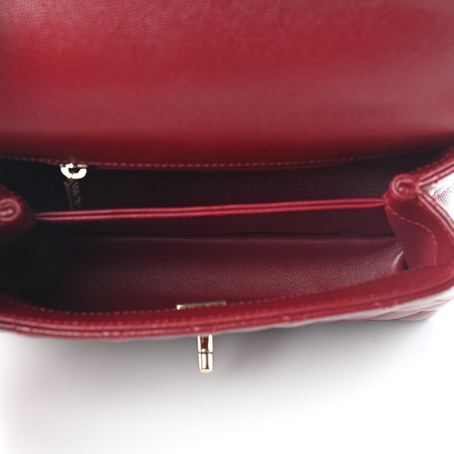 Caviar Lizard Embossed Quilted Mini Coco Handle Flap Burgundy