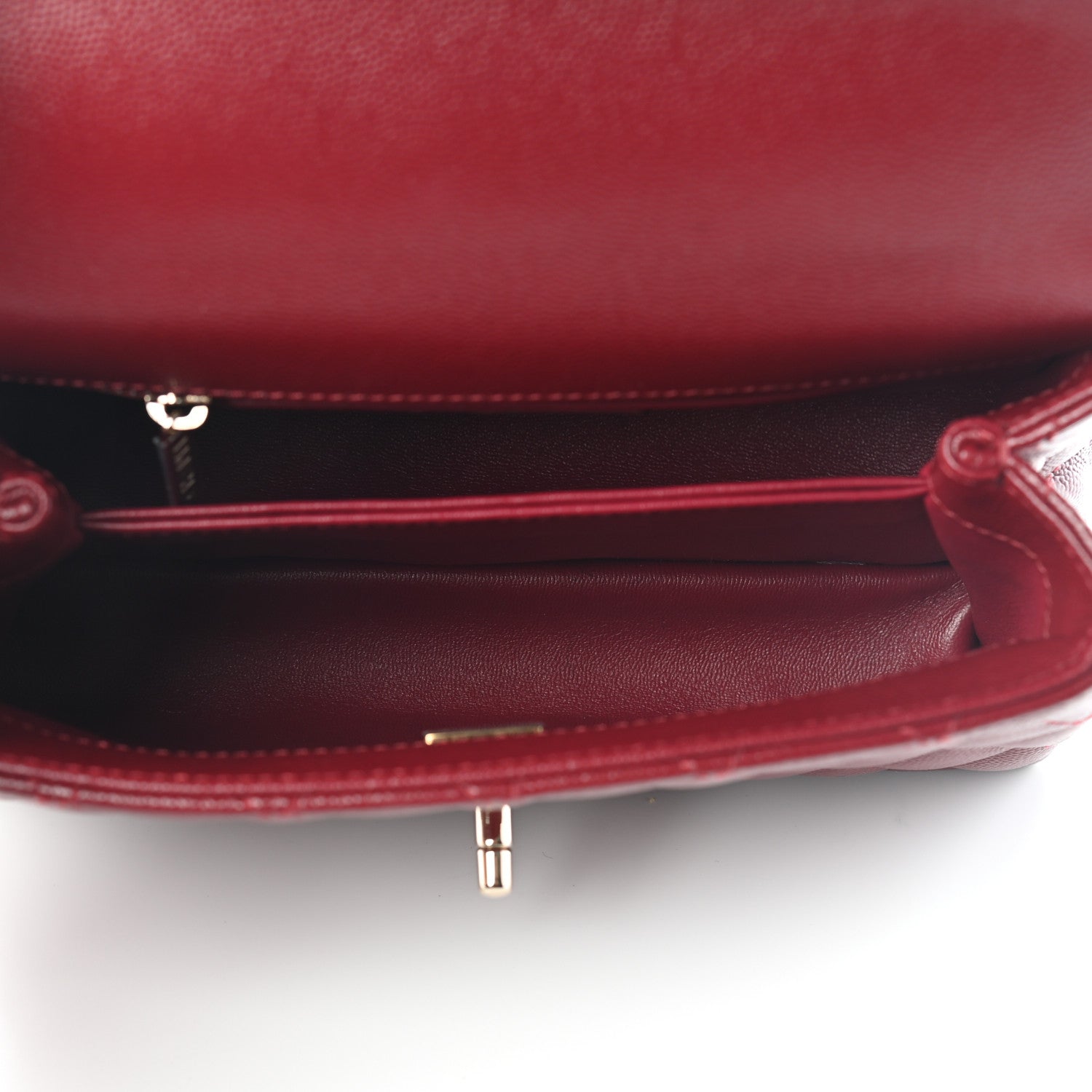 Chanel Caviar Lizard Embossed Quilted Mini Coco Handle Flap Burgundy 5 of 9