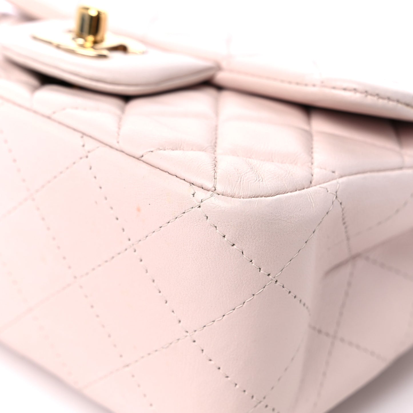 Lambskin Quilted Mini Square Flap Light Pink