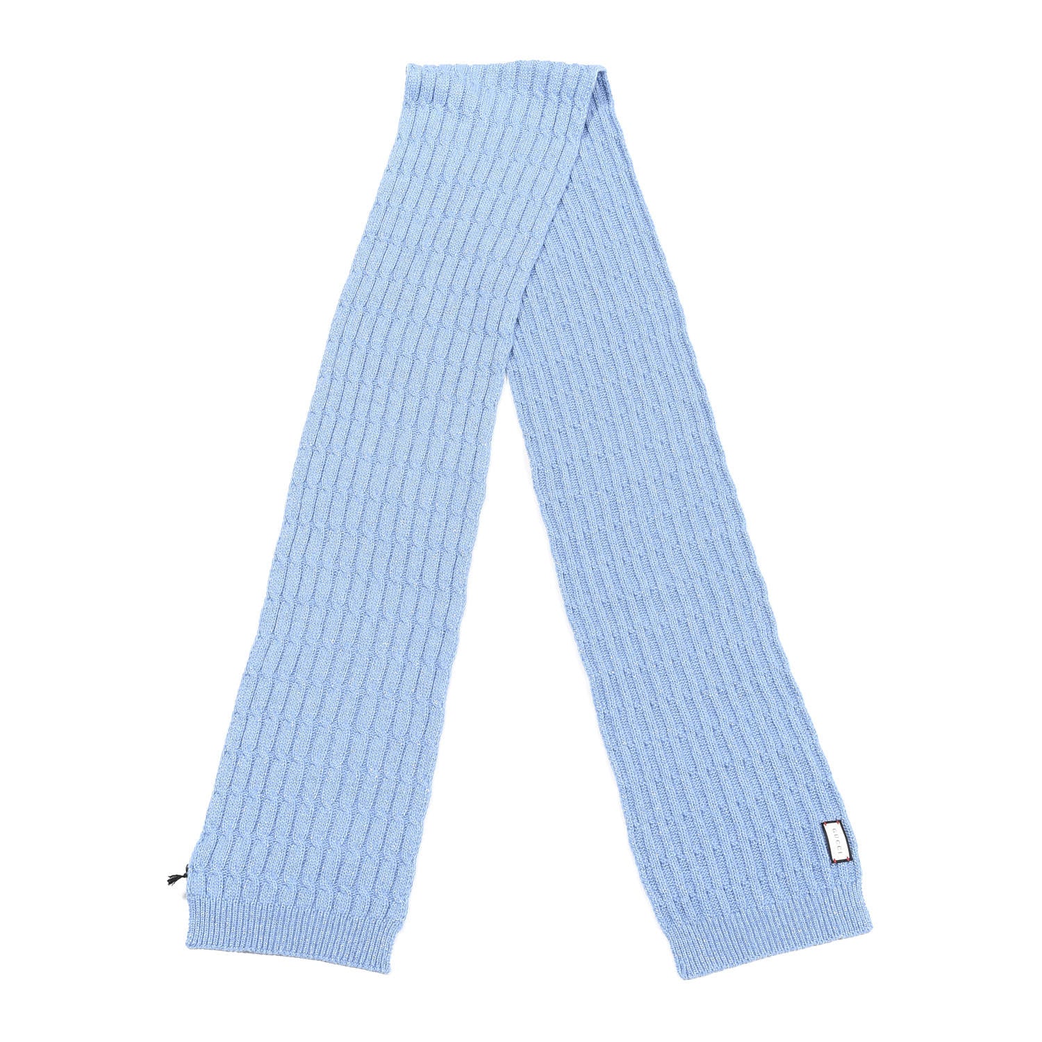 Gucci Wool Knit Shine Reg Scarf Bluette Sky Blue 2 of 4
