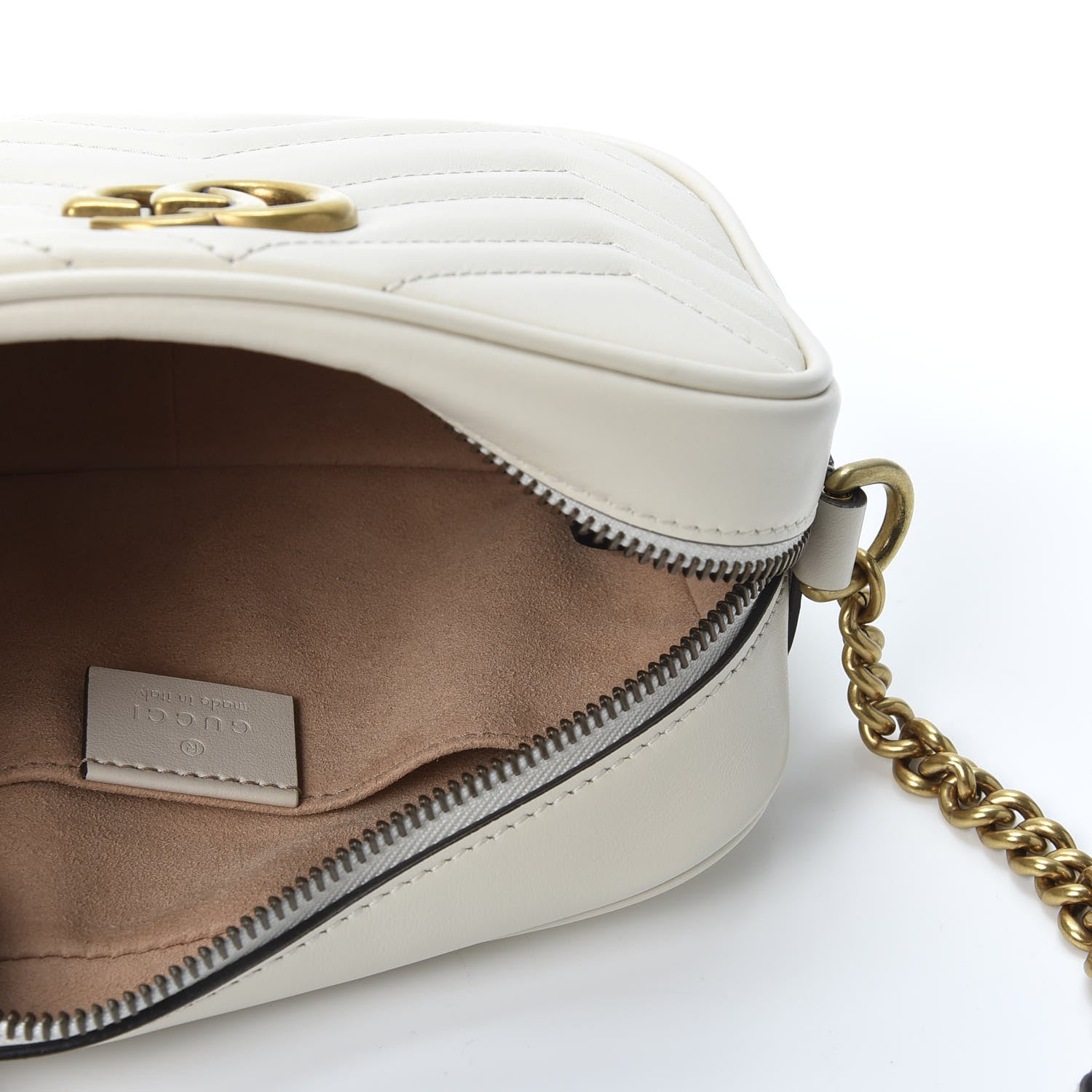 Gucci Calfskin Matelasse Mini GG Marmont Chain Shoulder Bag White 4 of 9