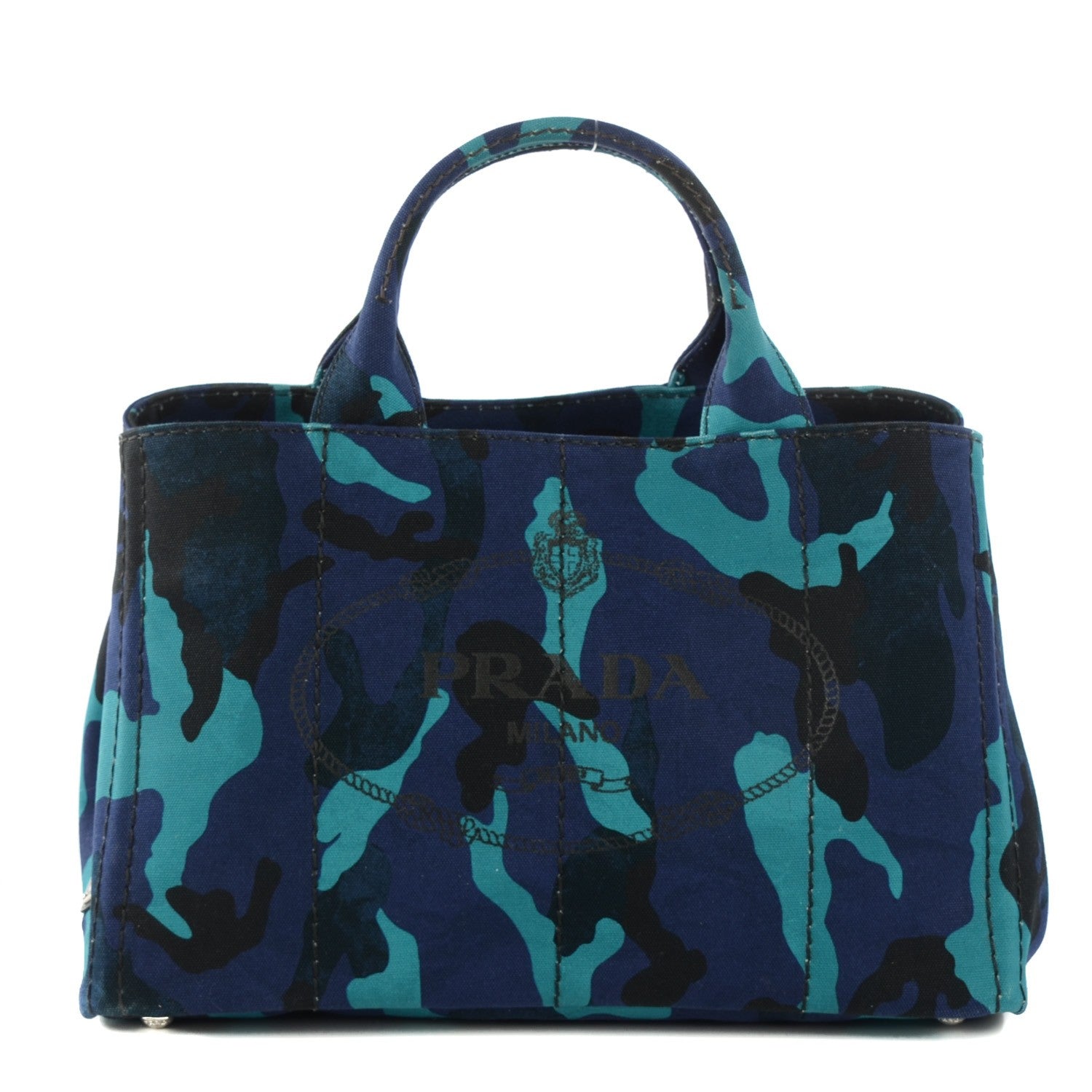 Prada Canvas Canapa Camouflage Tote Royal 1 of 8