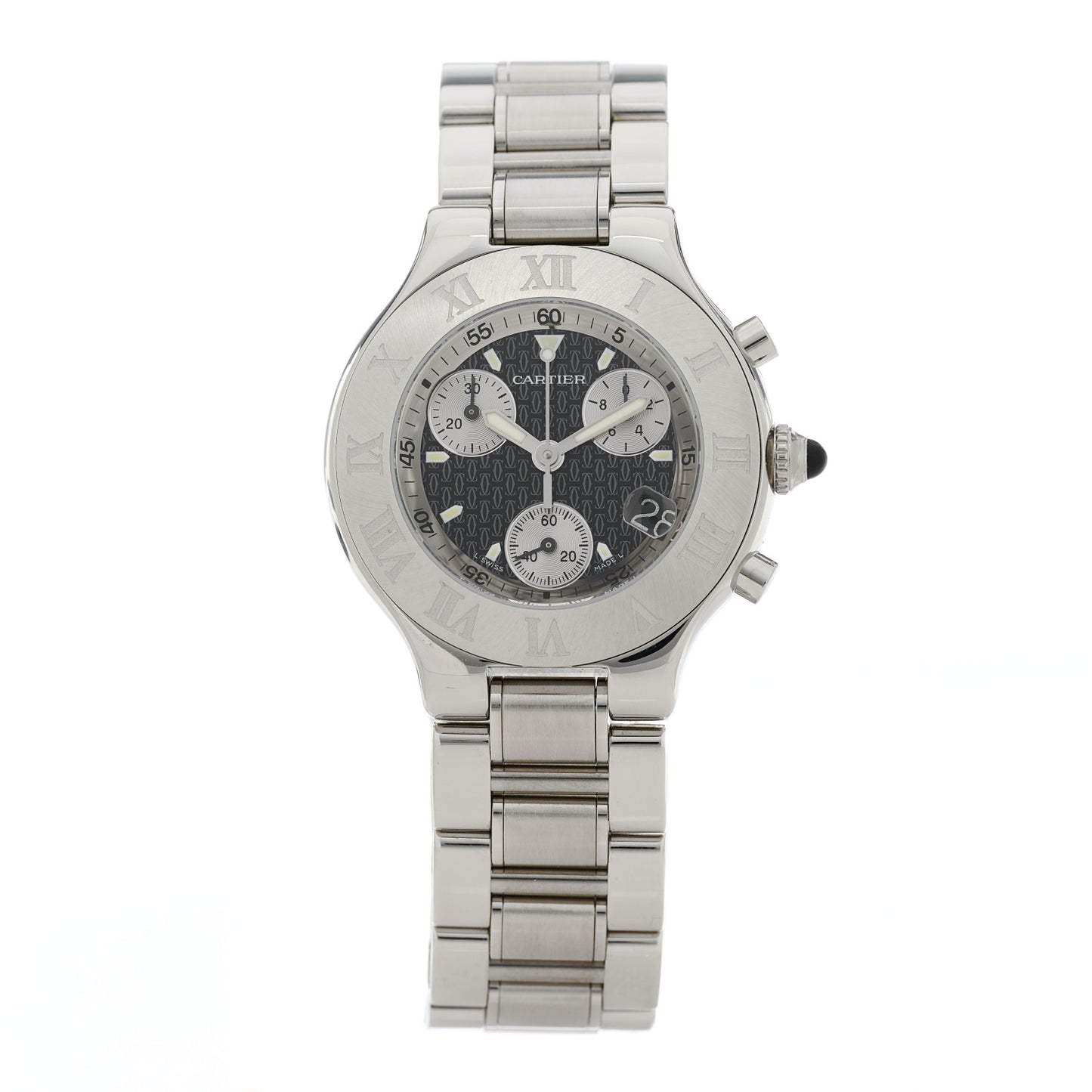 Stainless Steel 38mm Must de 21 Chronoscaph Quartz Watch Black