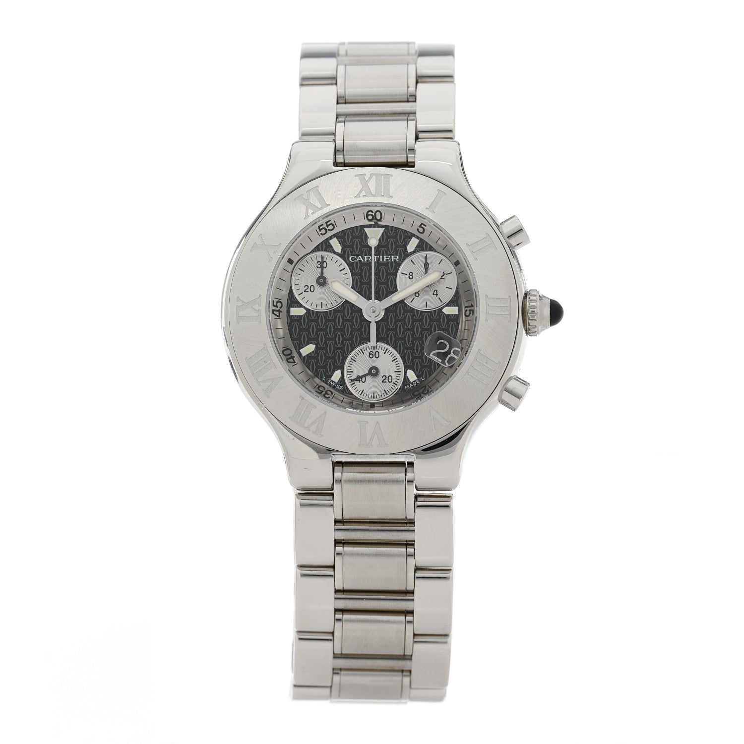 Cartier Stainless Steel 38mm Must de 21 Chronoscaph Quartz Watch Black 1 of 5