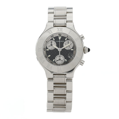 Cartier Stainless Steel 38mm Must de 21 Chronoscaph Quartz Watch Black 1 of 5