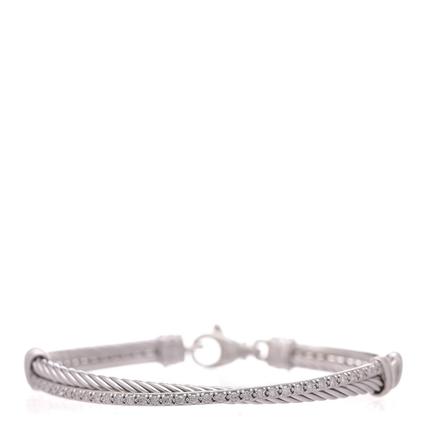 Sterling Silver Diamond 3mm Crossover Bracelet