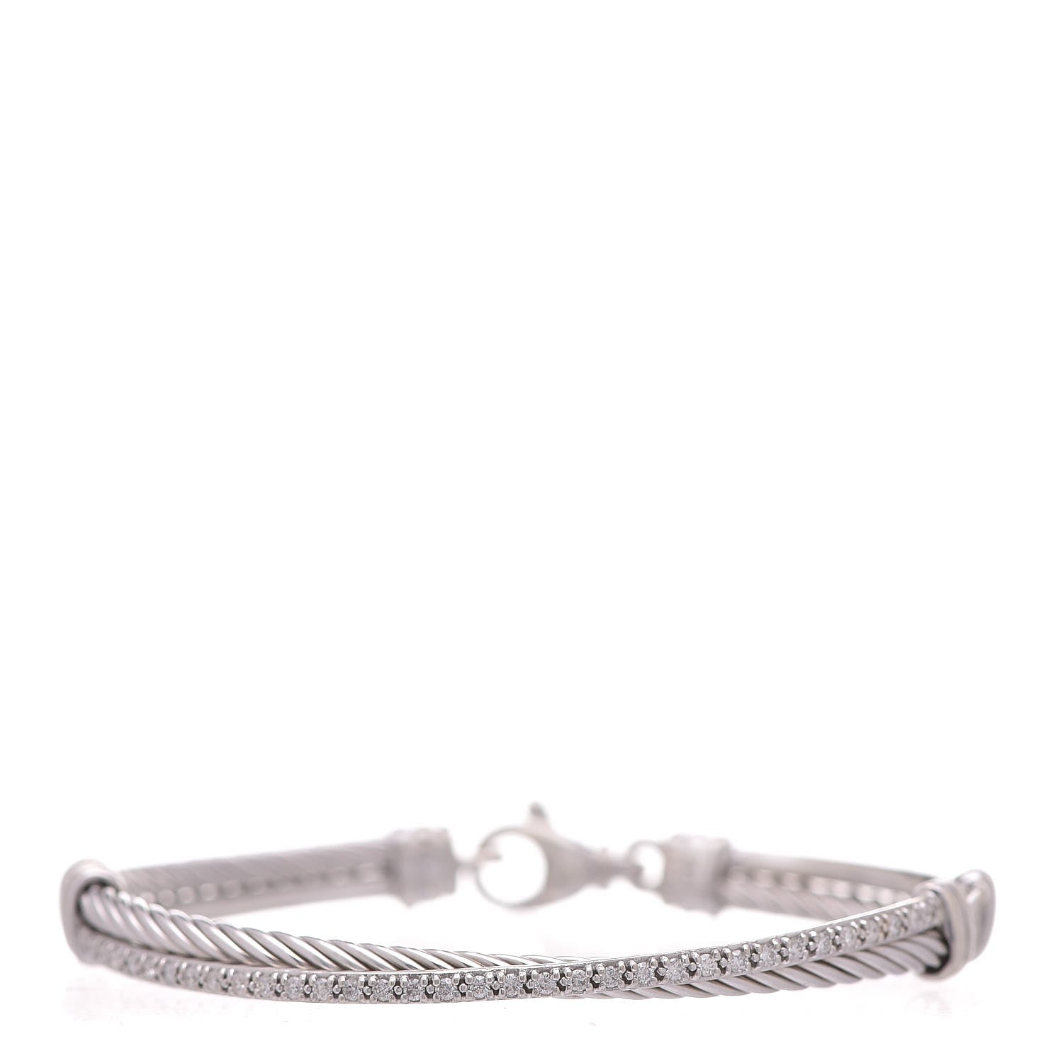 David Yurman Sterling Silver Diamond 3mm Crossover Bracelet 1 of 4