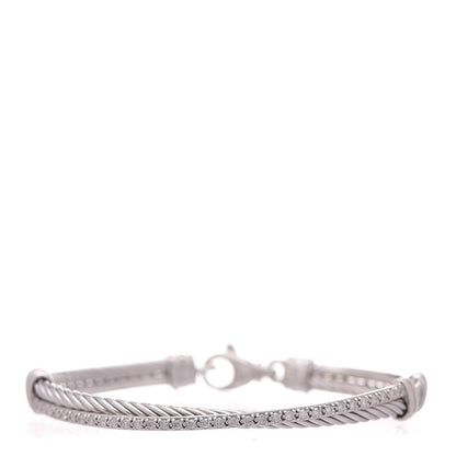 David Yurman Sterling Silver Diamond 3mm Crossover Bracelet 1 of 4