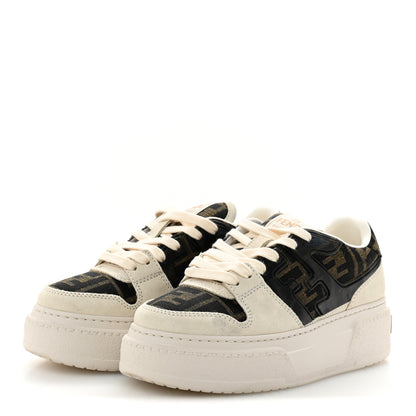 Fendi Suede Vitello Fendi Logo Match Low Top Sneakers 36 Cream Tobacco Black 4 of 10