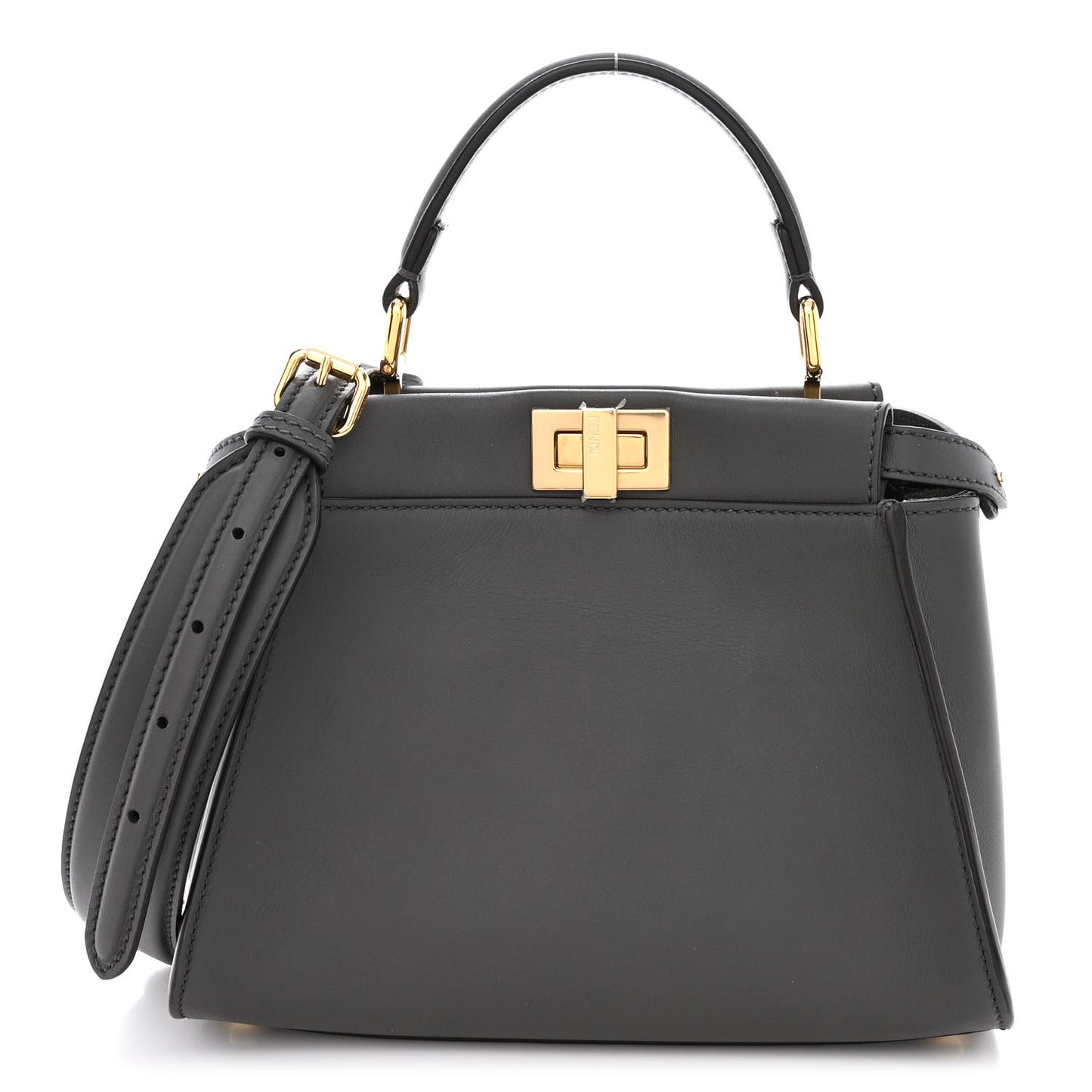 Vitello Seta Chenille FF Mini Peekaboo Iconic Satchel Anthracite Asfalto