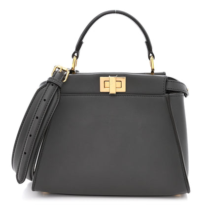 Fendi Vitello Seta Chenille FF Mini Peekaboo Iconic Satchel Anthracite Asfalto 1 of 11