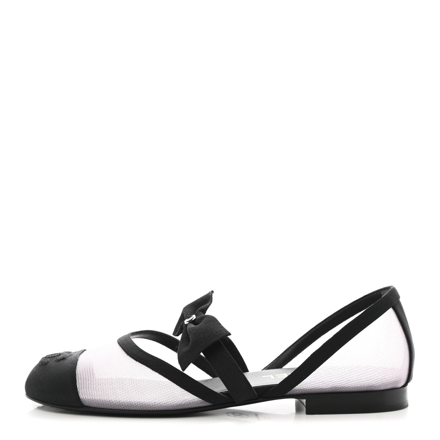 Mesh Grosgrain Mary Janes Flats 37 Light Pink Black