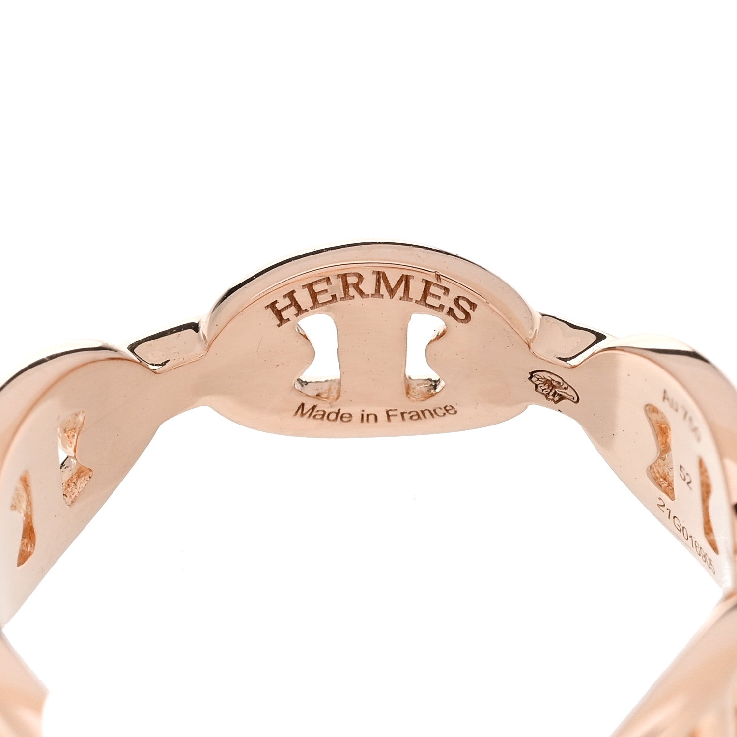 Hermes 18K Rose Gold PM Chaine d'Ancre Enchainee Ring 52 6 4 of 6
