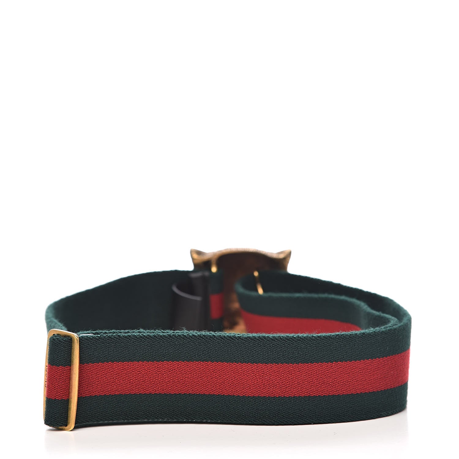 Gucci Web Feline Buckle Belt 85 34 Green Red 3 of 4