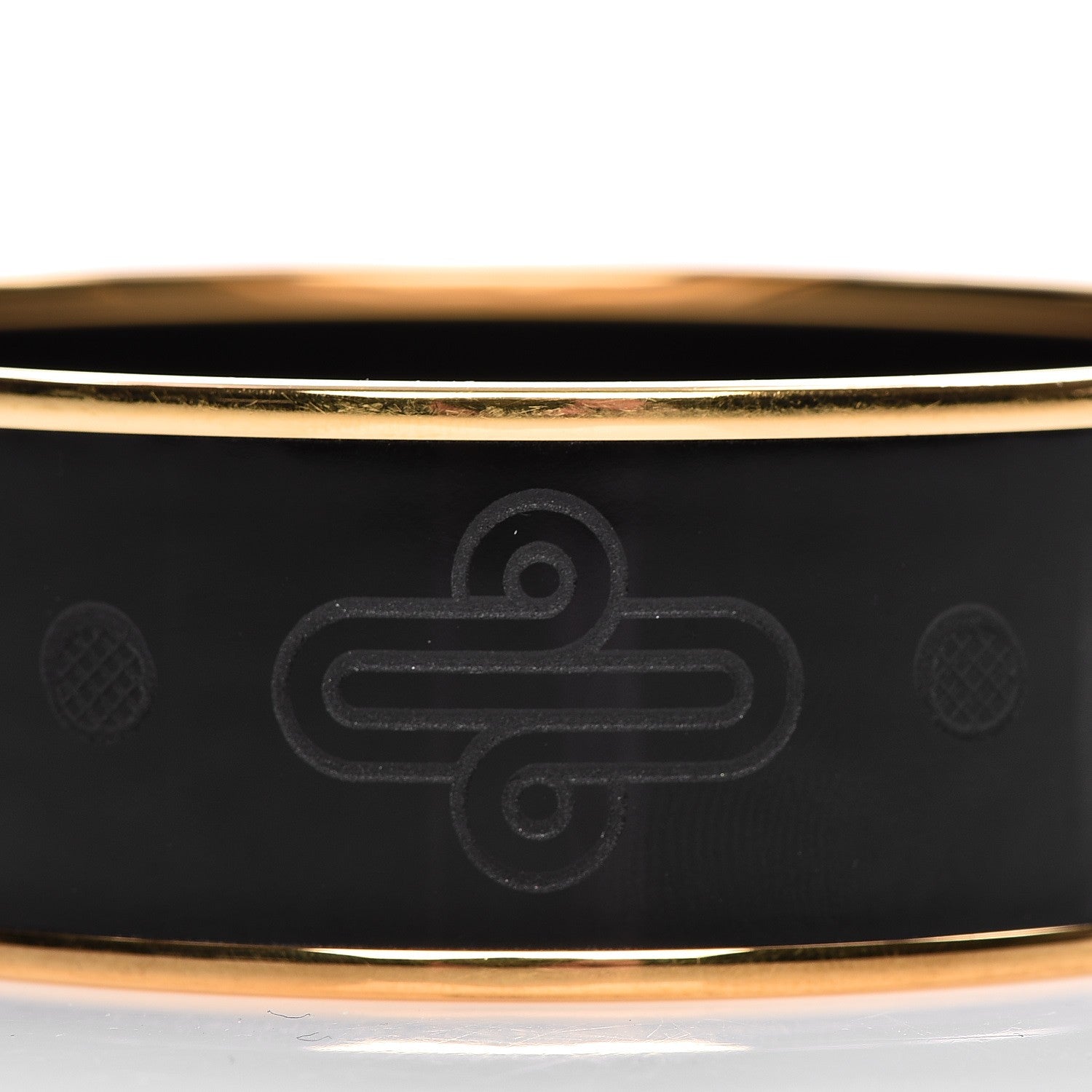 Hermes Enamel Wide Printed Sellier Bracelet 70 Black 5 of 6