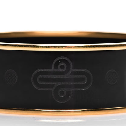 Hermes Enamel Wide Printed Sellier Bracelet 70 Black 5 of 6