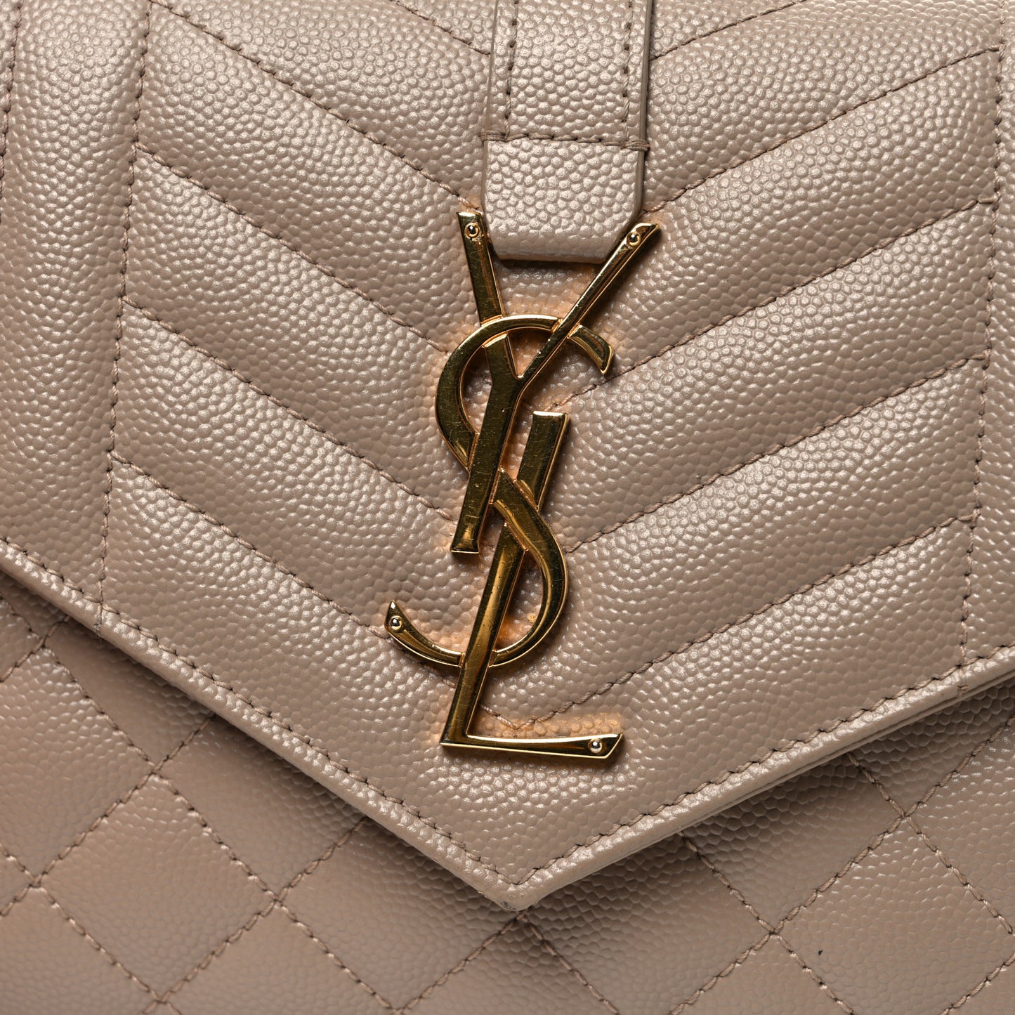 Grain De Poudre Mixed Matelasse Triquilt Monogram Chain Wallet Dark Beige