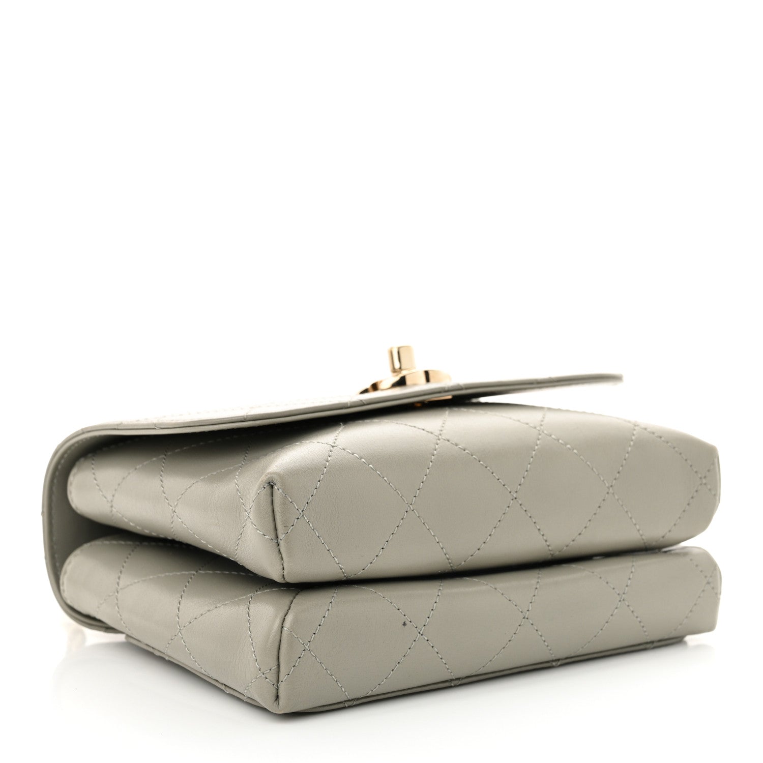 Chanel Calfskin Quilted Small Double Pocket Top Handle Flap Grey 4 of 11