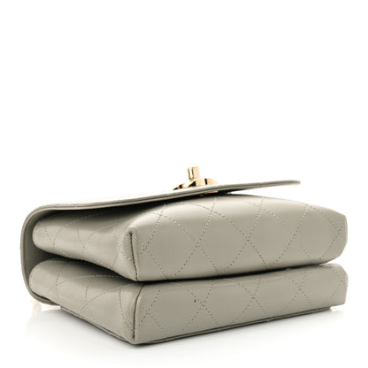 Chanel Calfskin Quilted Small Double Pocket Top Handle Flap Grey 4 of 11