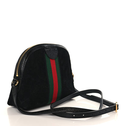 Gucci Suede Patent Web GG Small Ophidia Dome Shoulder Bag Black 2 of 8
