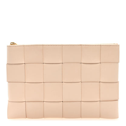 Bottega Veneta Nappa Maxi Intrecciato Small Cassette Flat Zip Pouch Melon Washed 1 of 6