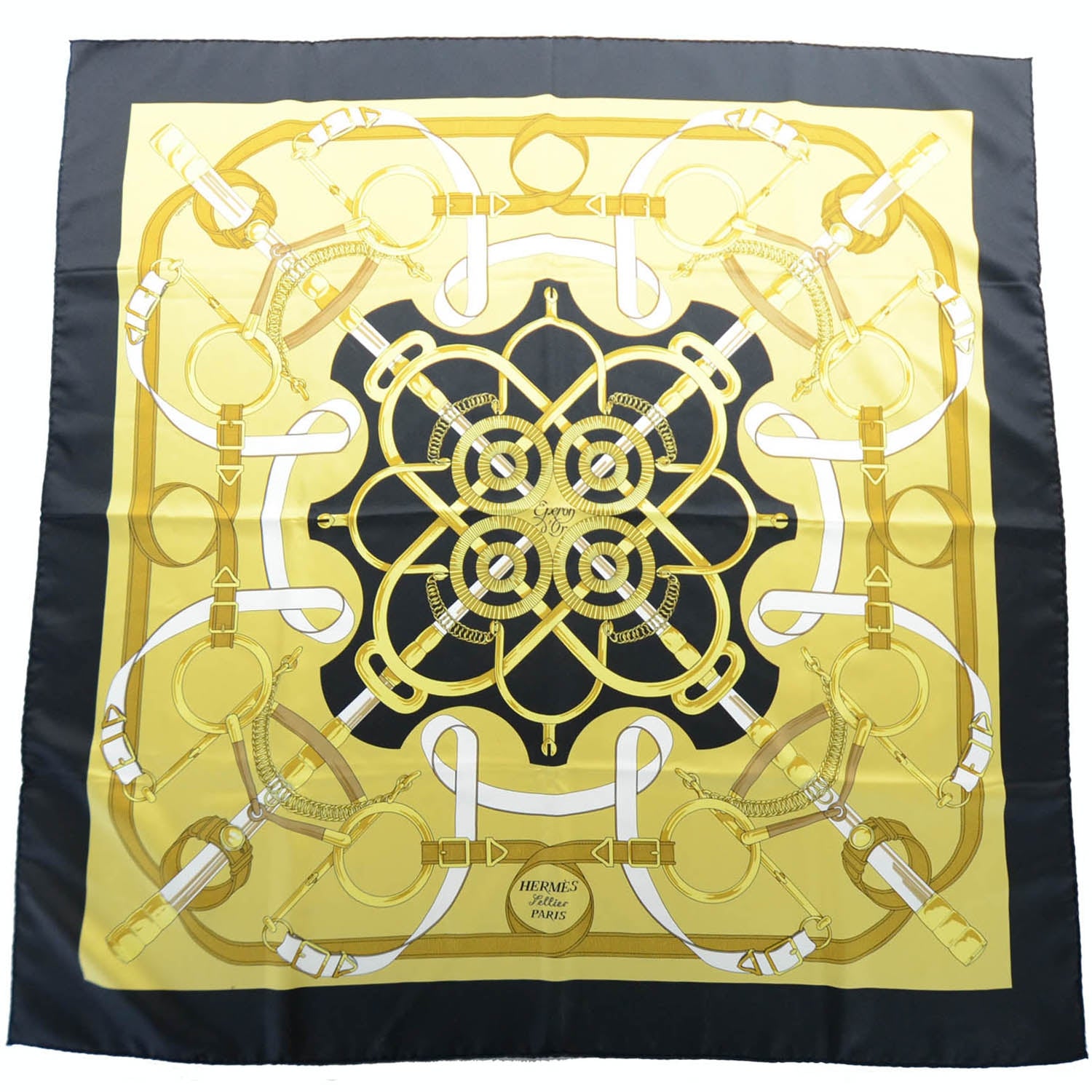 Hermes Silk Eperon D Or Scarf 90 Black Gold 1 of 4