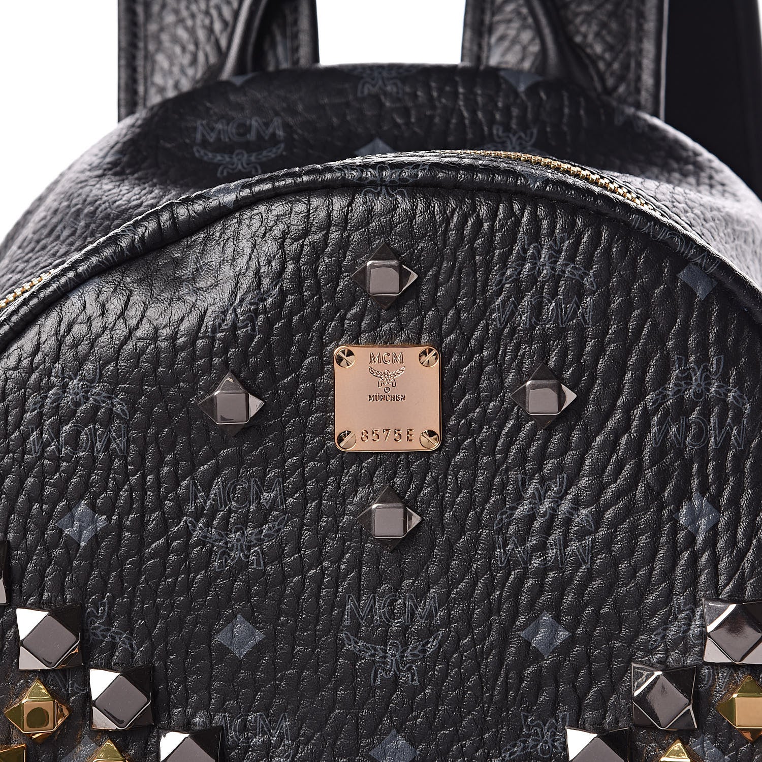 MCM Visetos Studded Medium Stark M Backpack Black 9 of 9
