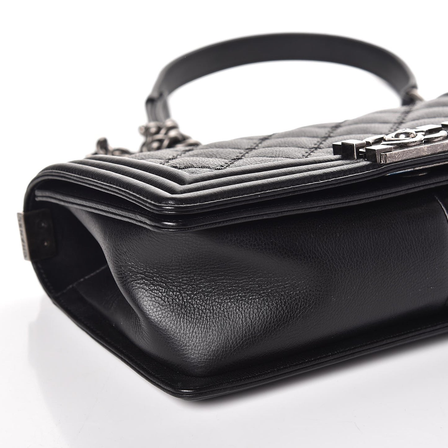 Calfskin Double Stitch Medium Boy Flap Black