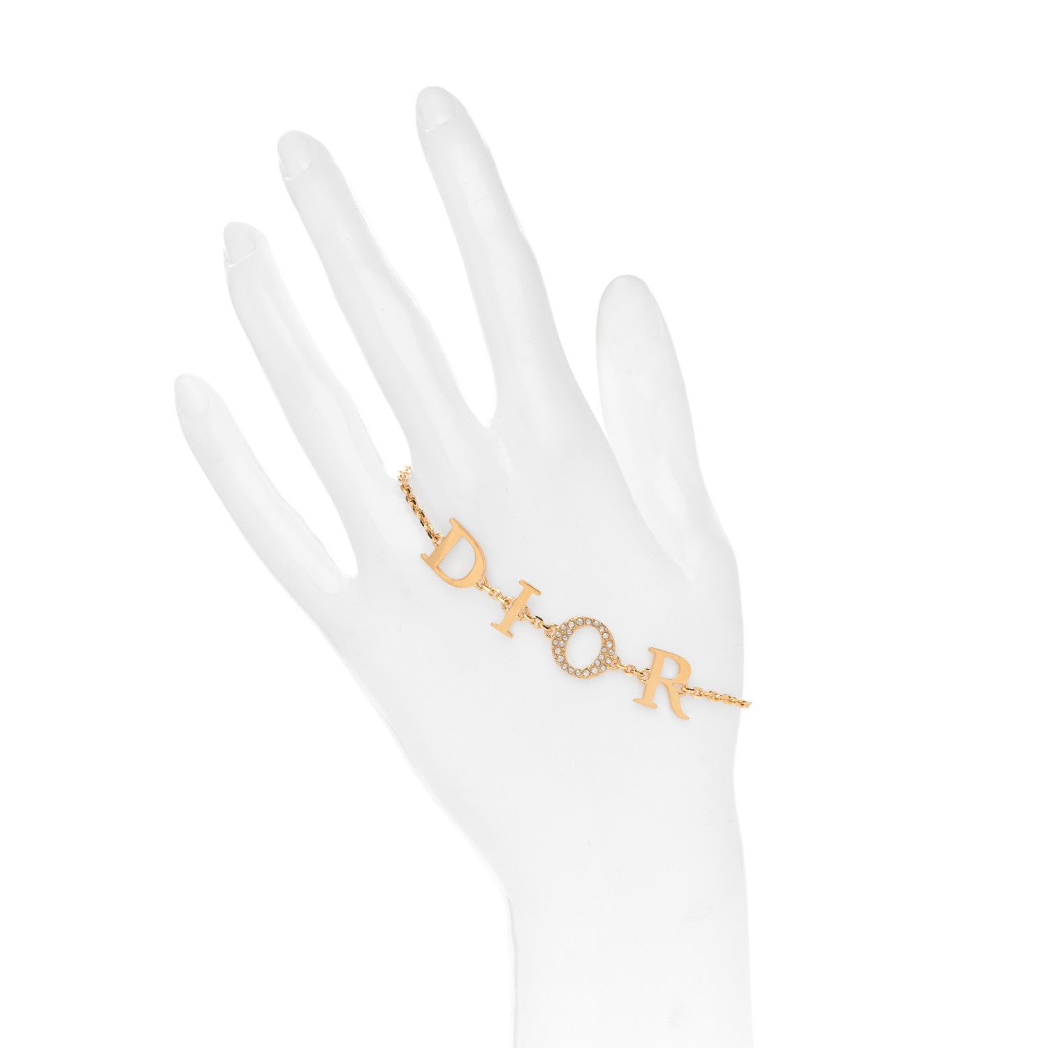 Christian Dior Metal Crystal Letters Bracelet  Gold 2 of 4