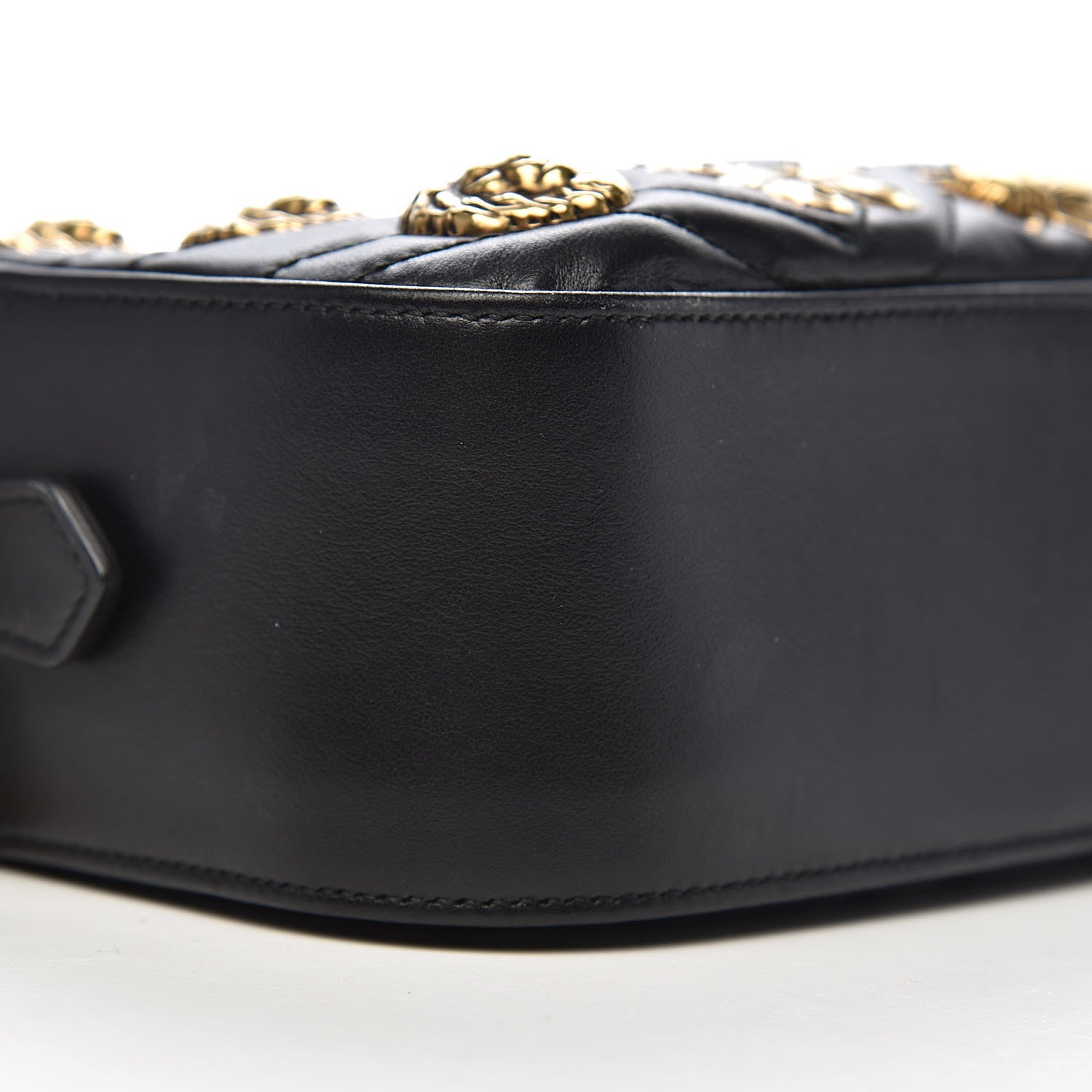 Gucci Calfskin Matelasse Animal Studs Small GG Marmont Chain Shoulder Bag Black 8 of 10