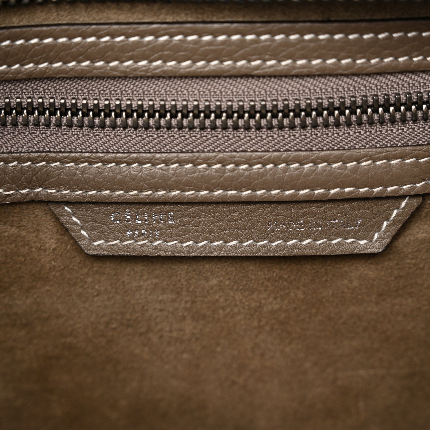 Celine Drummed Calfskin Micro Luggage Souris 7 of 12