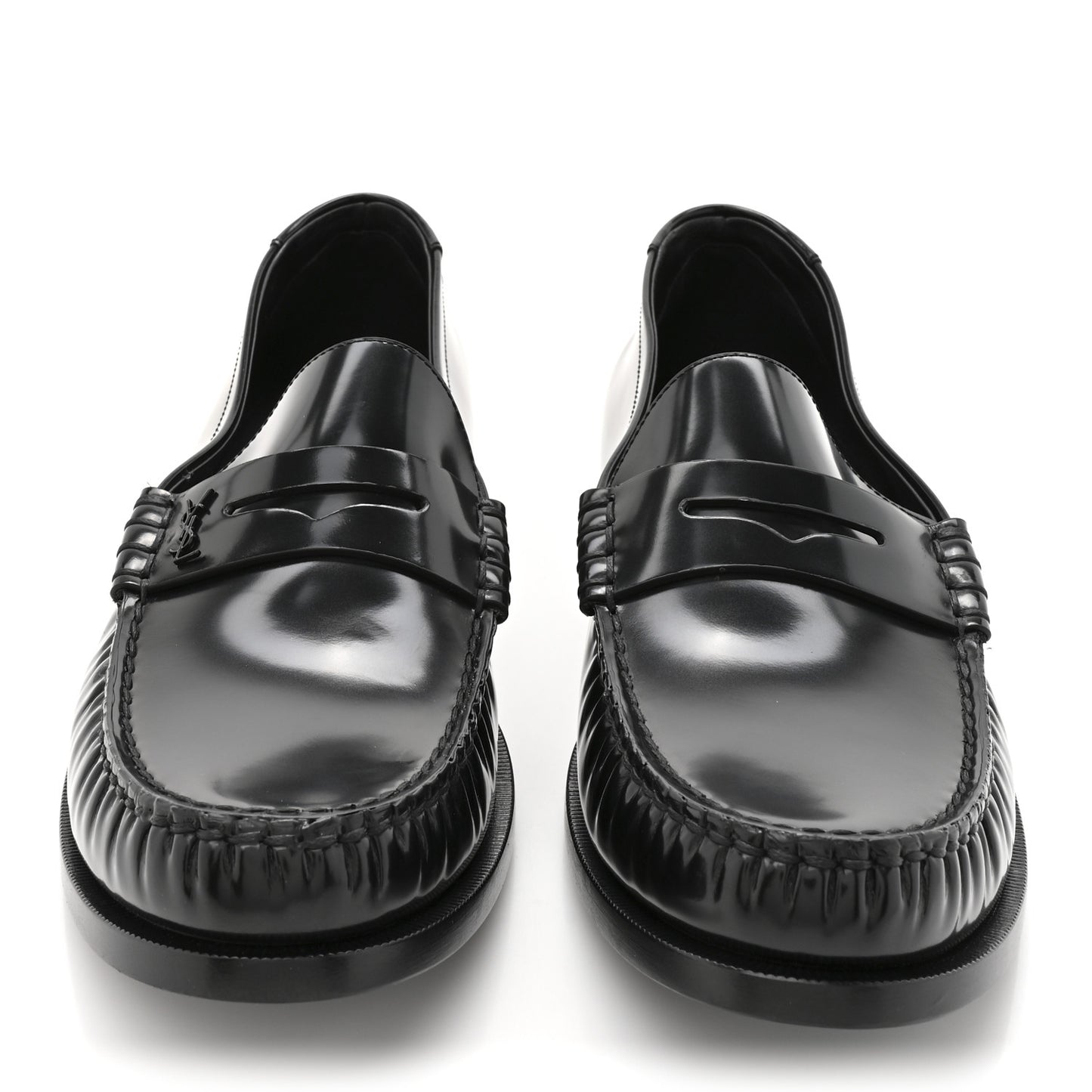 Calfskin Mens Penny Loafers 44.5 Black