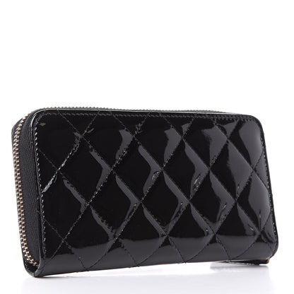 Chanel Patent Quilted Small Zip Around Wallet Black 3 of 8