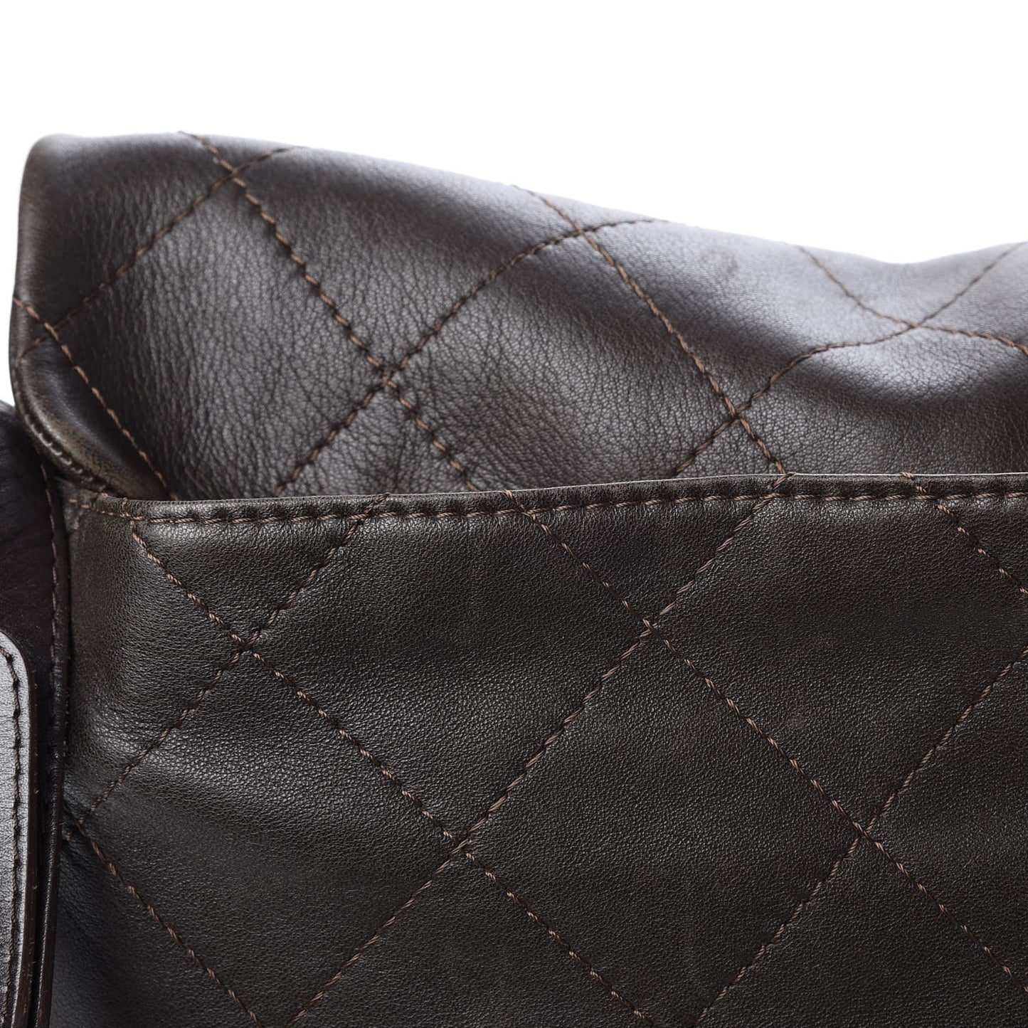 Lambskin Stitched Messenger Bag Brown