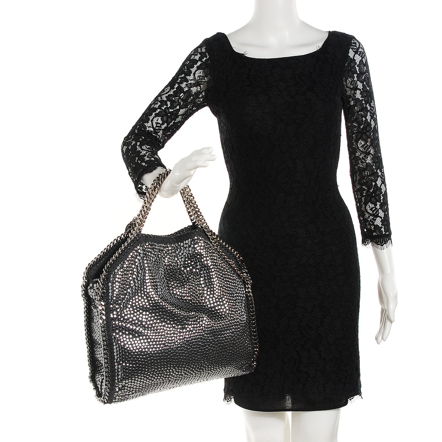 Studded Eco Suede Falabella Tote Black