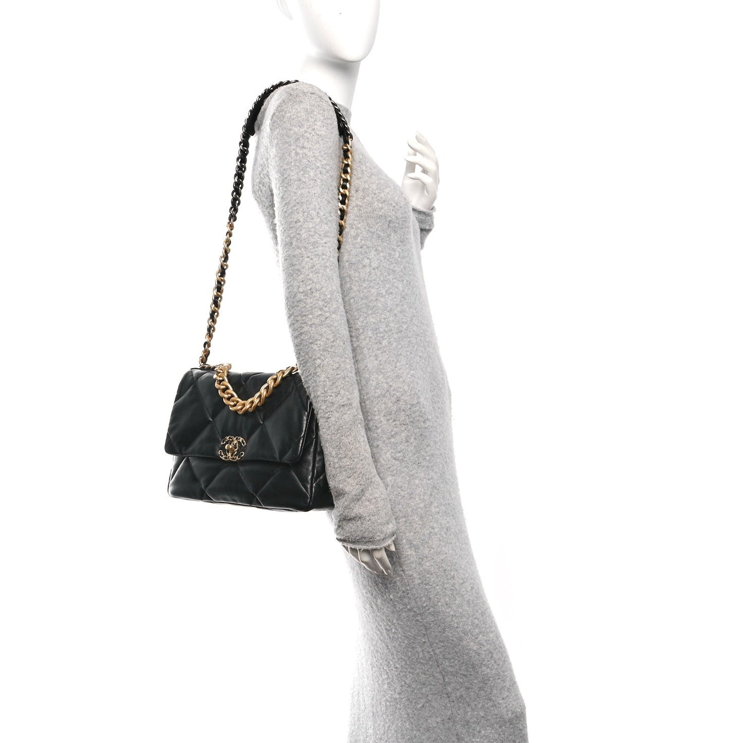 Lambskin Quilted Large Chanel 19 Flap Black