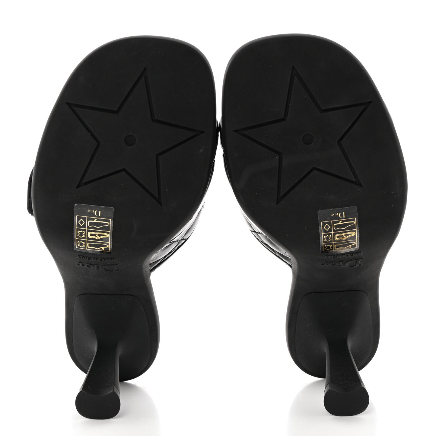 Calfskin Cannage Quilted Dio(r)evolution 80mm Slide Sandals 36.5 Black