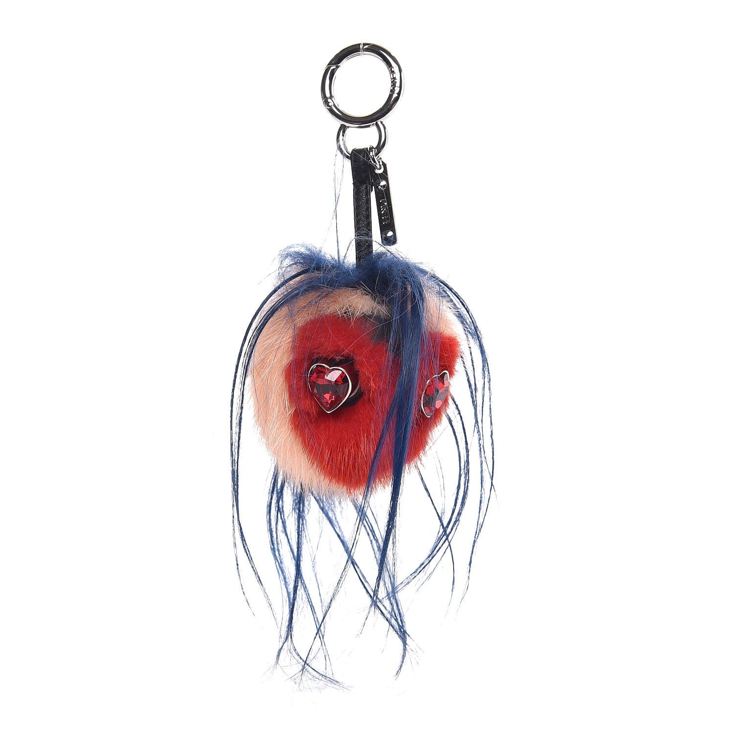 Fendi Goat Mink Fur Heart Bag Bug Charm Red Multicolor 1 of 4