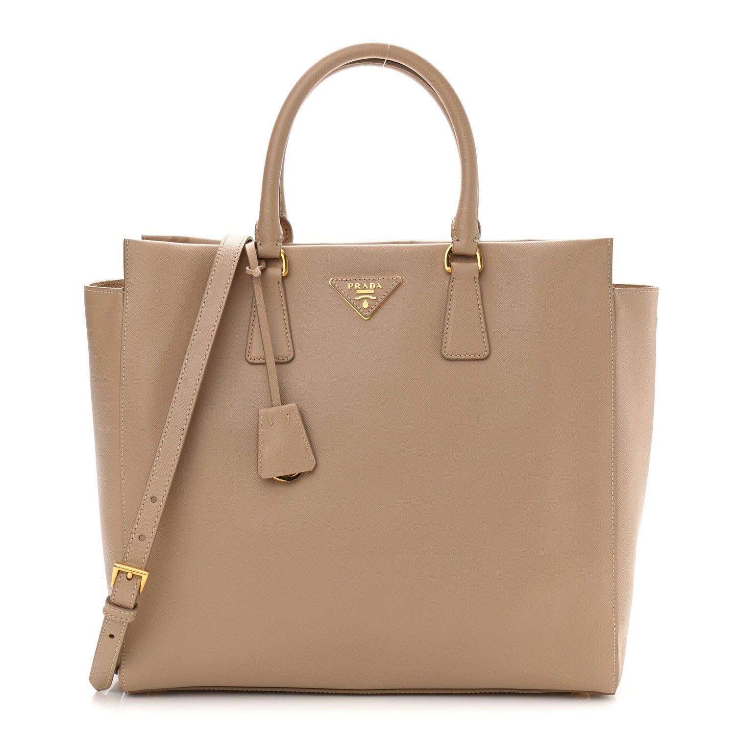 Prada Saffiano Lux Double Handle Shopping Tote Sabbia 2 of 23