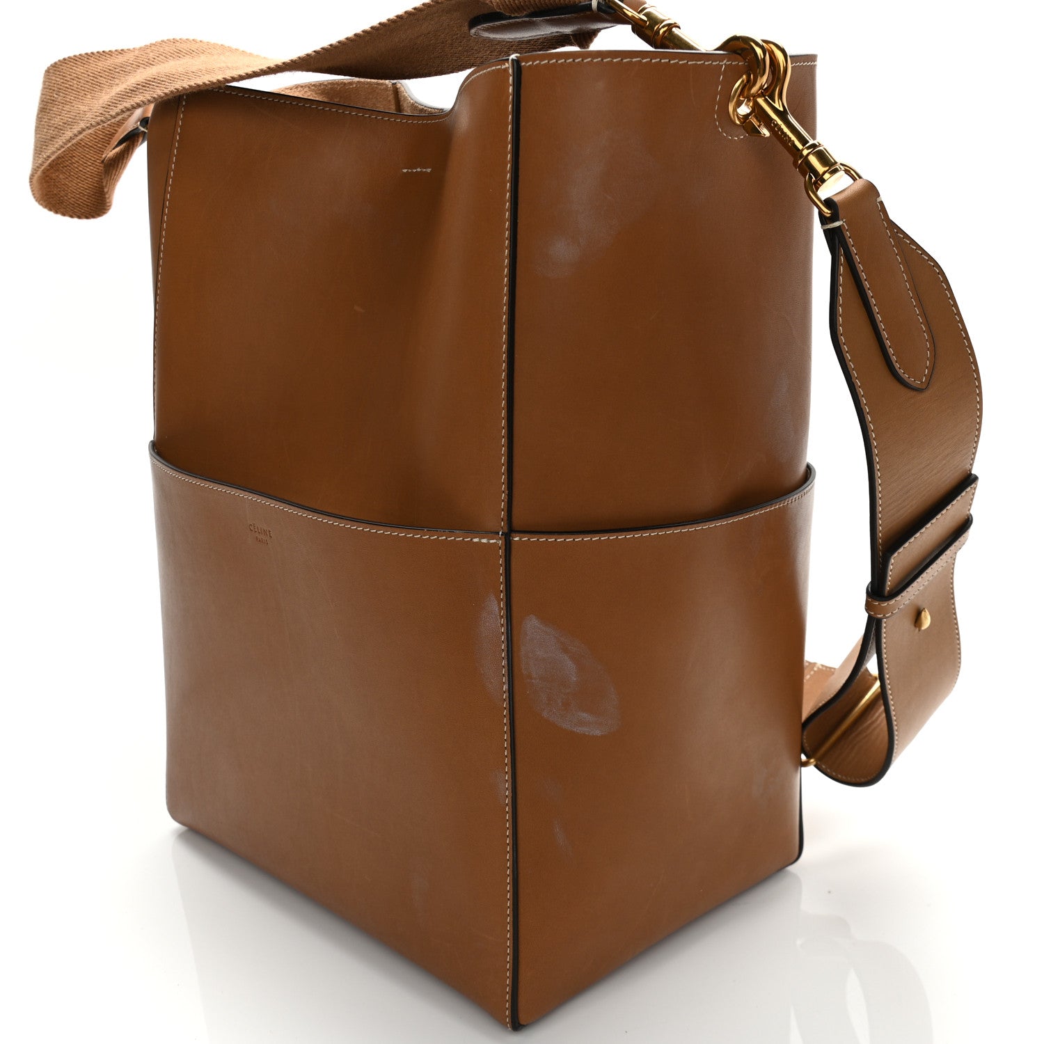 Celine Natural Calfskin Sangle Bucket Bag Light Camel 15 of 16