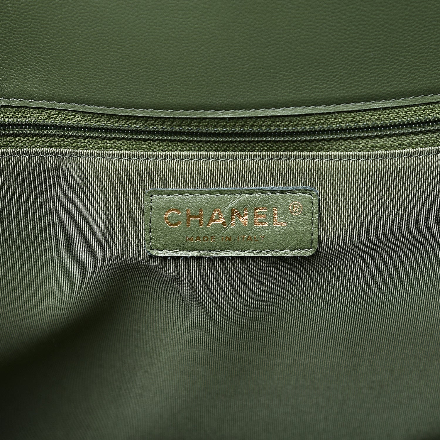 Chanel Lambskin Chevron Quilted Large Shopping Tote Green 5 of 11