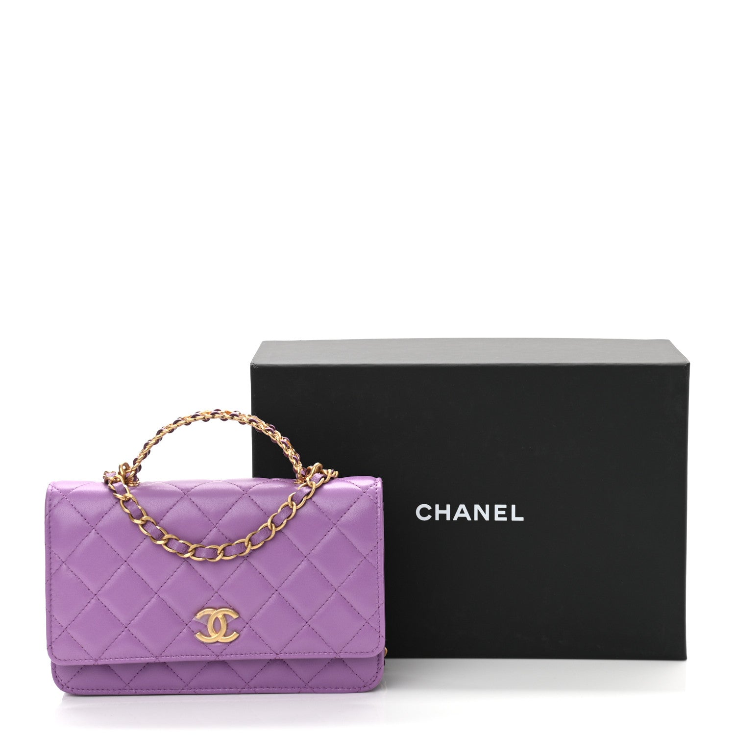 Chanel Lambskin Quilted Pick Me Up Wallet On Chain WOC Purple 11 of 11