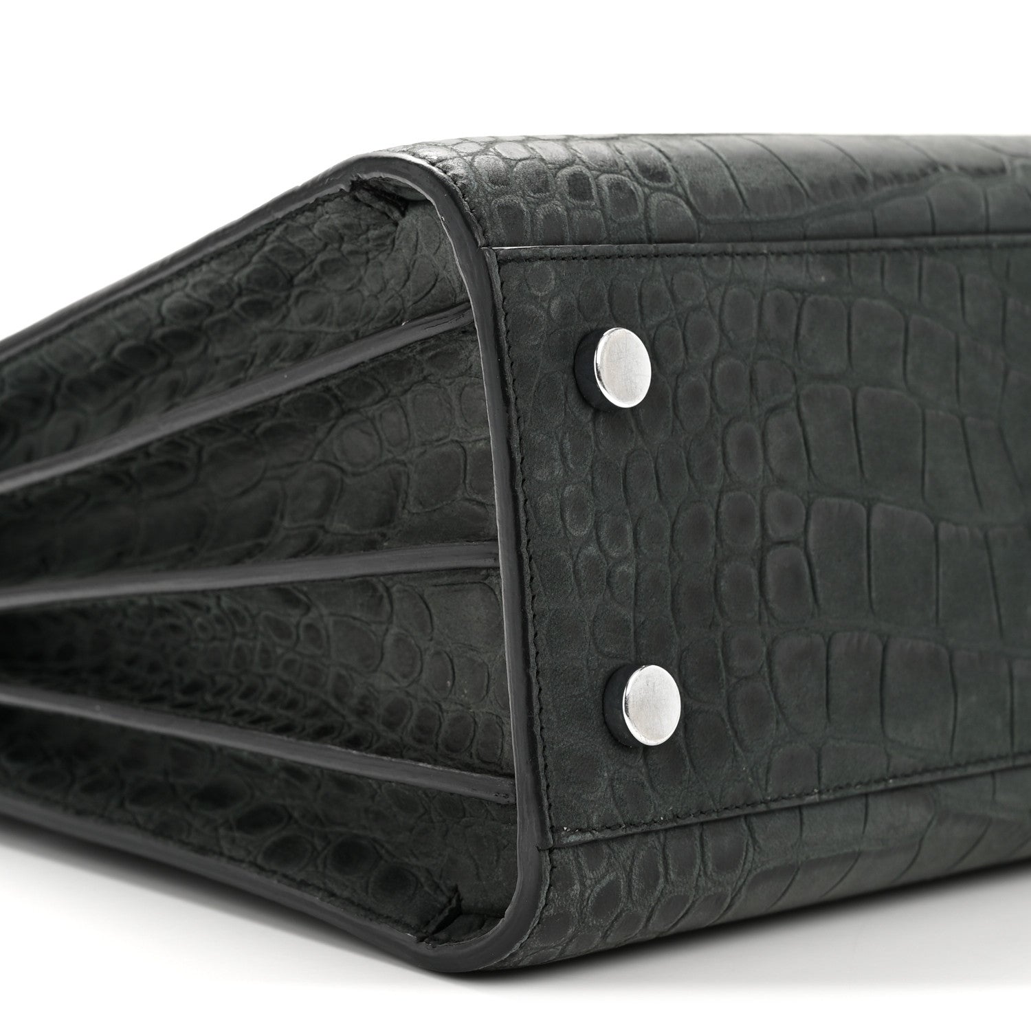Saint Laurent Calfskin Crocodile Embossed Baby Sac de Jour Dusty Black 9 of 12